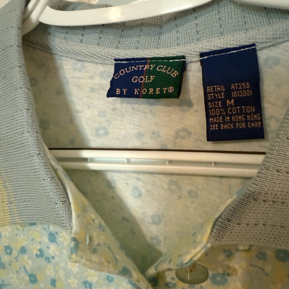 Vintage Koret Country Club Golf Polo with Blue and Yellow flowers - Picture 2 of 9